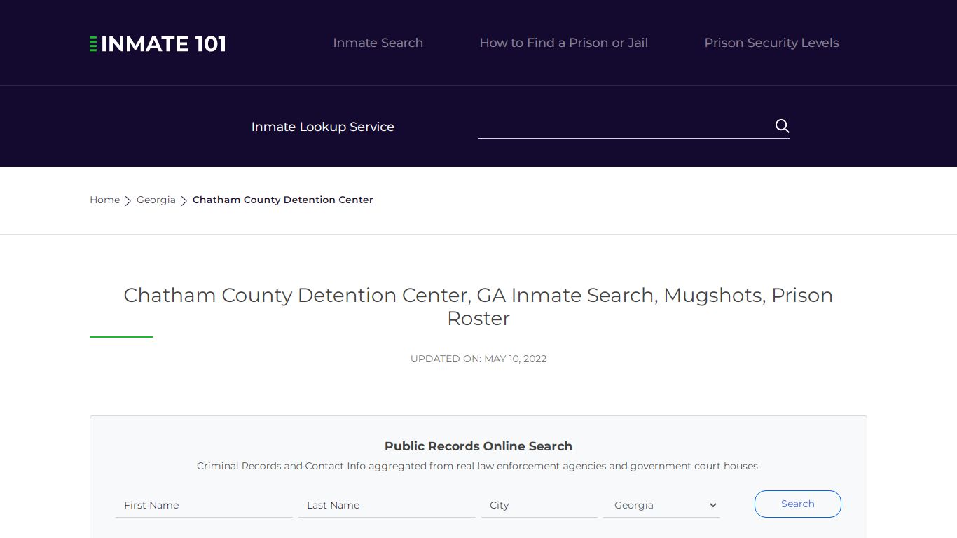 Chatham County Detention Center, GA Inmate Search ...