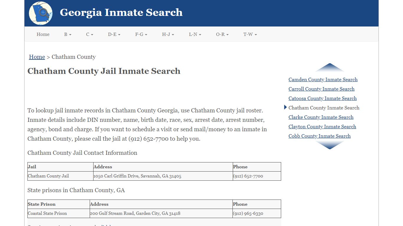 Chatham County Jail Inmate Search